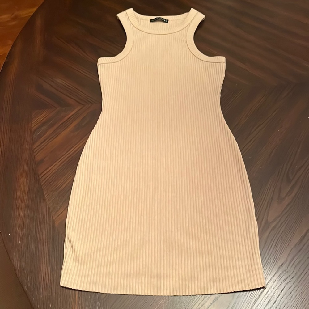 JLUXLABEL Camel Tan Ribbed Tank Mini Dress Size S